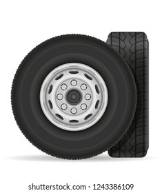 bus or truck wheel stock vector illustration isolated on white background