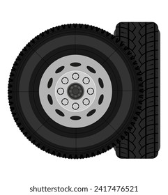 bus or truck wheel stock vector illustration isolated on white background