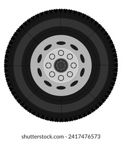 bus or truck wheel stock vector illustration isolated on white background