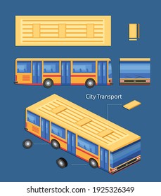 Bus. Urban transport. Vector flat image. 