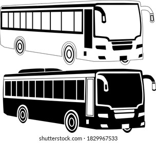 Ilustración vectorial de clip vectorial de bus art.bus en color blanco y negro.