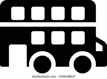 icono plano de glifo vectorial de bus