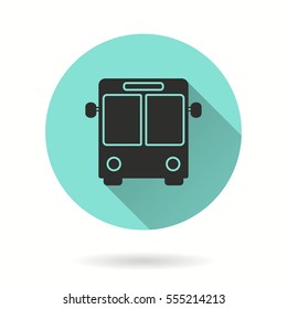 Bus vector icon. Black illustration isolated on green background for graphic and web design.