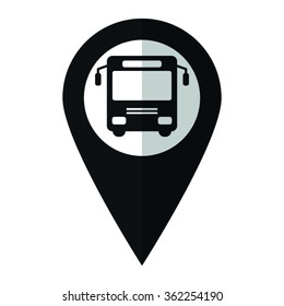Bus - vector icon;  black map pointer