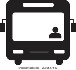 Icono del Vector del autobús en estilo plano blanco y negro, perfecto para el transporte, los viajes, el vehículo público, y los diseños de la movilidad urbana.