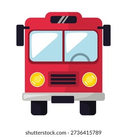 Bus vector, bus icon, bus clip art, front view of a red city bus transport illustration