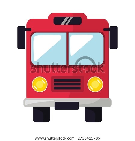 Bus vector, bus icon, bus clip art, front view of a red city bus transport illustration