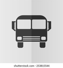 Bus vector icon. Effect of folded paper. Flat design