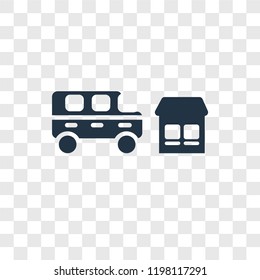 Bus vector icon isolated on transparent background, Bus transparency logo concept