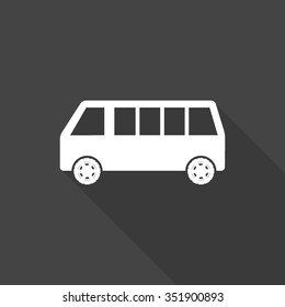 bus vector icon with long shadow