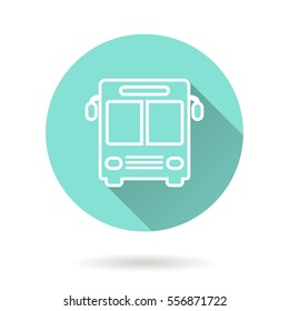 Bus vector icon with long shadow. Illustration isolated for graphic and web design.