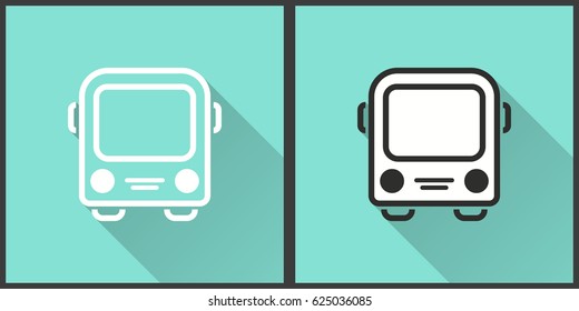 Bus vector icon with long shadow. Illustration isolated for graphic and web design.
