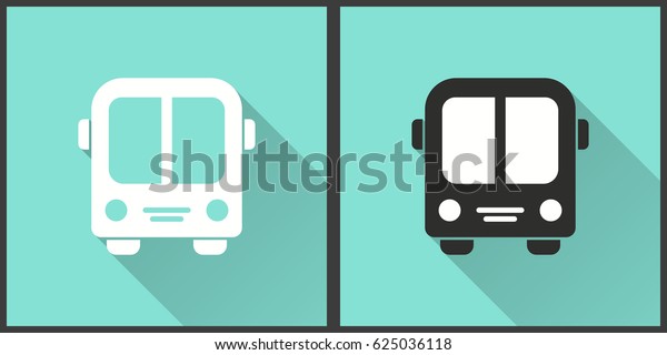 Bus vector icon with long shadow.\
Illustration isolated for graphic and web\
design.