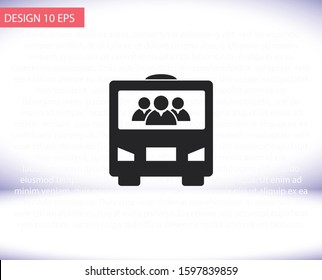 Bus vector icon , lorem ipsum Flat design