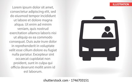 Bus vector icon , lorem ipsum Flat design