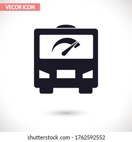 Bus vector icon , lorem ipsum Flat design
