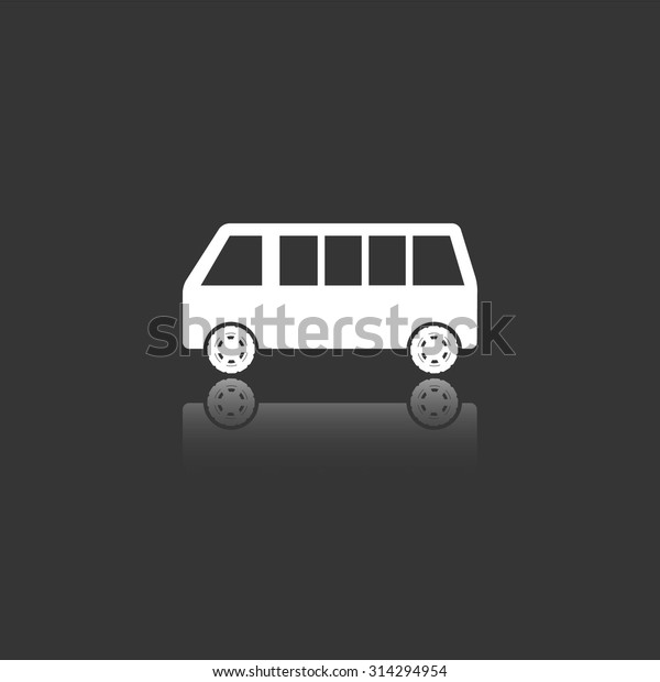 bus vector icon with\
mirror reflection