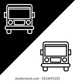 Icono del vector de bus, estilo de contorno, aislado en fondo blanco.