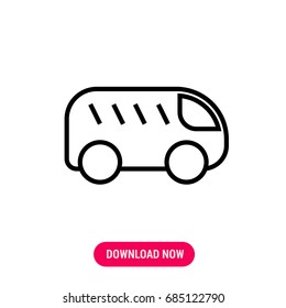 Bus vector icon, The outlined symbol of bus with big wheels. Simple, modern flat vector illustration for mobile app, website or desktop app   