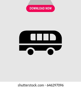 Bus Vector Icon, Passenger bus with four windows. Simple, modern flat vector illustration for mobile app, website or desktop app  