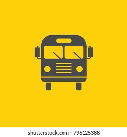 Bus vector icon for public transport school bus yellow background