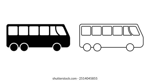 bus vector icon set in black color, bus vector illustration for web design,
