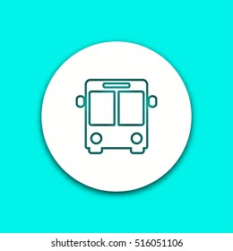 Bus vector icon with shadow. Illustration isolated for graphic and web design.