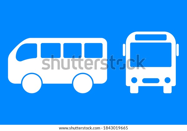 Bus vector icon. Bus\
stop symbol. Silhouette of school transport. Front and side of the\
bus. Stock image.