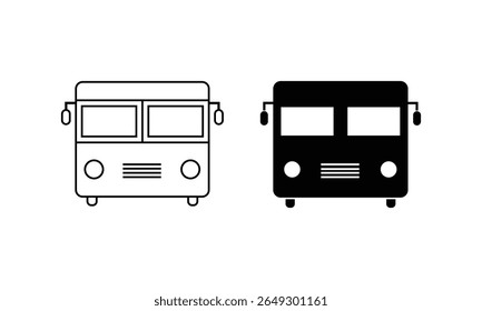 Bus vector icon. Transport symbol. Black and white vector icon for public transport and travel. Bus sign icon.