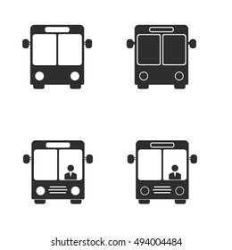 Bus vector icons set. Black illustration isolated on white background for graphic and web design.