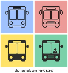 Bus vector icons set. Illustration isolated for graphic and web design.