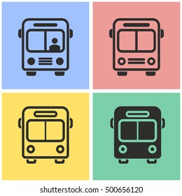 Bus vector icons set. Illustration isolated for graphic and web design.