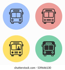 Bus vector icons set. Illustration isolated for graphic and web design.