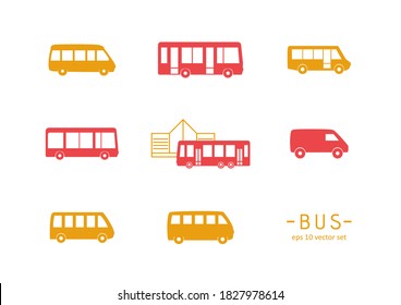 Bus - vector icons set on white background. Symbol for web, infographics, print design and mobile UX/UI kit. Vector illustration, EPS10.
