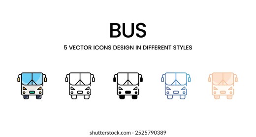 Conjunto de iconos vectoriales de autobús ilustración de stock