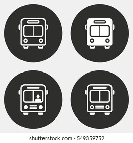 Bus vector icons set. White illustration isolated for graphic and web design.