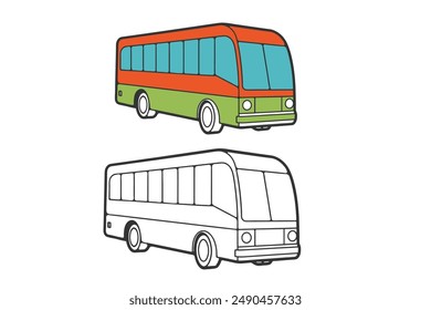 Bus vector illustration art design. Bus icon, Bus side icon vector. black and colorfully bus  