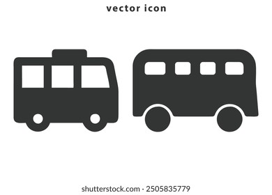 Icono del logotipo del coche del diseño del arte de la Ilustración vectorial del autobús. Icono del transporte del automóvil. Vector del icono del autobús para el Web y el App móvil.  