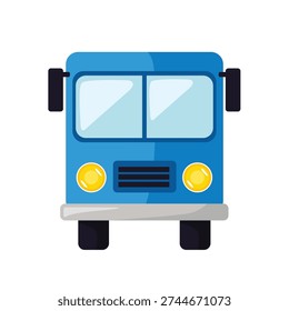 Bus vector illustration, bus icon vector image, blue city bus front view illustration, bus clip art