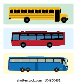 Bus vector illustration set collection