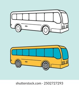 Bus vector illustration. A Travel bus designed with outlines and full colors