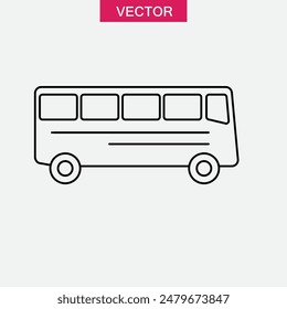 Ilustración lineal del Vector del autobús, icono del Vector del Transporte en el fondo blanco..eps
