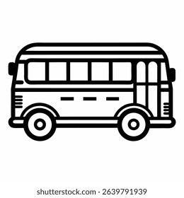 Bus vector outline art white background