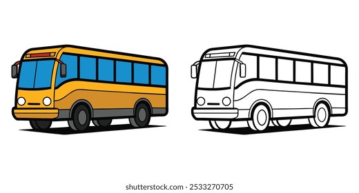 Bus Vector Outline Coloring Page For Kids