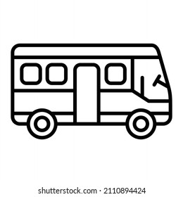 Icono De Contorno Del Vector De Bus Aislado En Fondo Blanco
