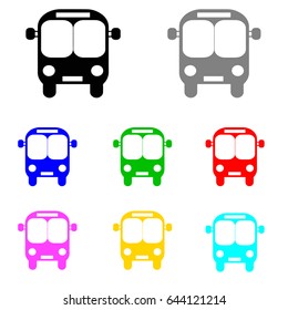 bus vector set in multiple colors