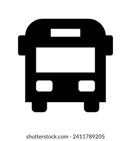 Bus vector symbol. Pullman front view black icon isolated on white