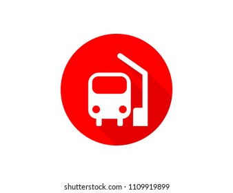 Bus vector web icon isolated on white background, top view