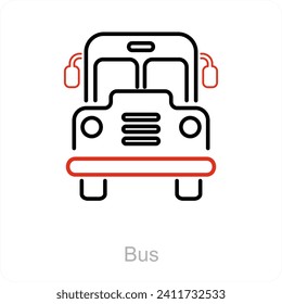 Concepto de ícono de bus y vehículo