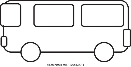 Bus Vehicle Icon Line Art Illustration On White Background